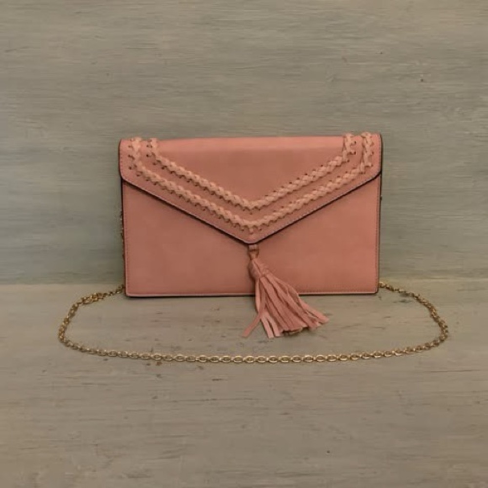 Blush Pink Faux Leather Crossbody Bag Purse Good Condition‎